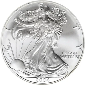 2004 American Silver Eagle 1 ounce 0.999 All from Mint Rolls. - Picture 1 of 2