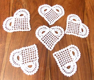 NAPPERONS CROCHET MAIN  6 COEURS moyens  ARTISANAT FRANCAIS - Picture 1 of 1
