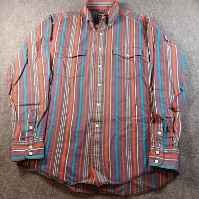 Vtg Wrangler Mens Shirt 80's Medium Striped Western 15.5x35 Made in the USA READ - Image 1 of 4