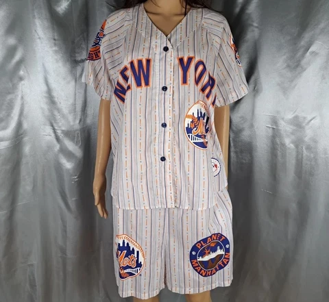 Vintage ESleep Boxers Pajama Shorts Set 2 pc NEW YORK METS NY MLB Baseball Large Cover