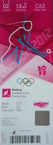 TICKET Olympic 2.8.2012 Women's Hockey Belgium - Great Britain C64 - Picture 1 of 1