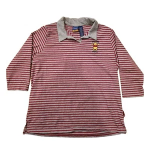 Vintage Disney Winnie The Pooh manica 3/4 a righe donna 18W/20W XL grigio/rosso - Foto 1 di 5