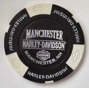 MANCHESTER HARLEY-DAVIDSON (NH) Black/White Signature Poker Chip - Picture 1 of 2