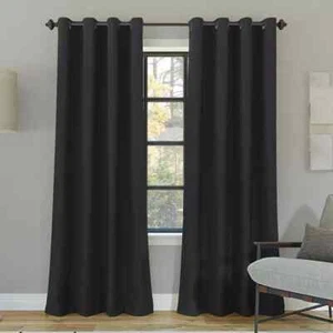 52"x63" Blackout Oslo Theater Grade Grommet Curtain Panel Coal Gray: Modern Pair - Picture 1 of 3