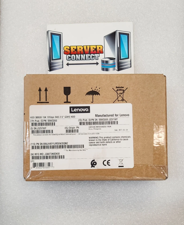 00WG660 Lenovo 300GB 15K 12GB/S SAS 2.5 inch G3HS Hard Disk Drive 00WG661 - Image 1 of 1