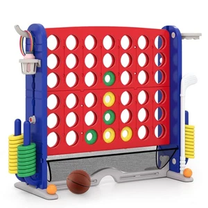 Giant 4-in-a-Row Game Set w/Ring-toss, Basketball Hoop, Golf Club & Cup Holders - Picture 1 of 10
