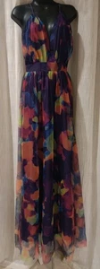 Chartou Spaghetti Strap V-neck Long Dress Multicolor Flowing Summer Dress Read - Picture 1 of 16