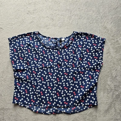 Разделенный H&M Топ 10 Коробчатый Укороченный Женский Кокетка Романтические Банты Высокие-Низкие Кнопки - Изображение 1 из 4