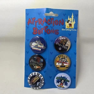 Vintage 1990s Walt Disney World Attraction Buttons Set of 6 Space Splash Tower - Picture 1 of 3