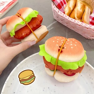 3Pcs/set Creative Hamburger Plush Keychain Fun Stuffed Doll Keyring Bag Penda FD - Picture 1 of 5