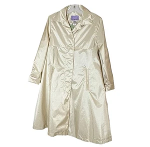 Vintage 70er Rothschild Mädchen Größe 10 Golden Oyster Trenchcoat Blumenmuster gefüttert klassisch - Bild 1 von 9