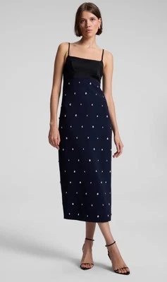 A.L.C. Alana Embellished Midi Dress Navy New $895 Size 6 - Image 1 of 4