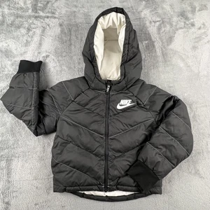Nike Jacket Boys Small Black Hooded Puffer Insulated Zip Up DD7134-010 - Picture 1 of 24