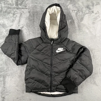 Nike Jacket Boys Small Black Hooded Puffer Insulated Zip Up DD7134-010 - Image 1 of 4