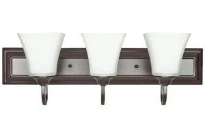 Sunset Lighting 3-Light 13W Vanity w/ Square Milk Glass Oiled Bronze Finish - Picture 1 of 2