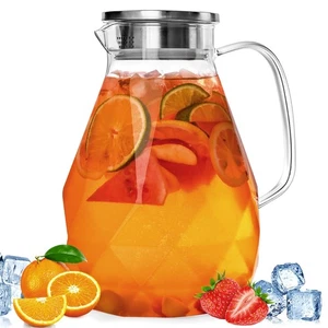 Glaskrug mit Deckel 1 Gallone Glas Wasserkrug Heiß/Kalt Wasserkrug Saft a... - Bild 1 von 8