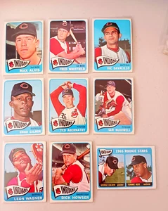 Lot of 9 1965 Topps CLEVELAND INDIANS vintage baseball SAM McDOWELL, DICK HOWSER - Picture 1 of 4