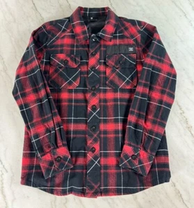 Vintage DC Shoes Flannel Button Up Shirt Men's Medium Grunge Y2K Plaid Red Black - Picture 1 of 4