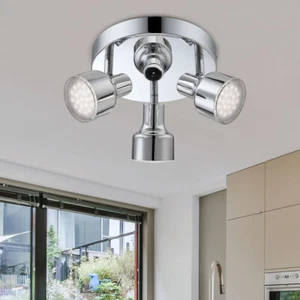 Spot Rotondo Plafoniera Faretto da Soffitto Luce Sala da Pranzo Cromo Mobile LED - Foto 1 di 5