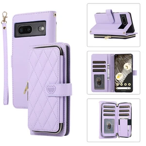 Fr Google Pixel 7 Pro/7A/7/6 Pro/6A Crossbody Zipper Wallet Card Slot Stand Case - Picture 1 of 67