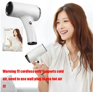 USB Cordless Hair Dryer Blower Rechargeable Fan Styler Dry 2 Heat/Speed - Picture 1 of 8