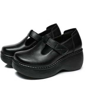 Mary Janes Damenschuhe rund geschnitten Halbschuhe Freizeit T-Riemen Plateau-Absatz adrette Schuhe - Bild 1 von 12