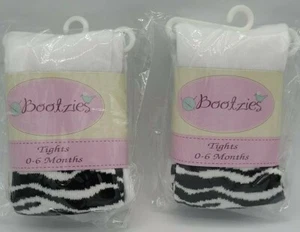 2 PAIR TODDLER TIGHTS BOOTZIES. SIZE 0-6 MONTHS. FACTORY SEALED NEW. WHITE ZEBRA - Picture 1 of 3