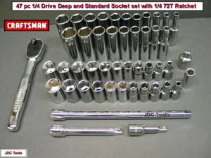 CRAFTSMAN 48pc Short Deep 1/4 SAE METRIC MM 6pt socket set w/ ratchet wrench 47 - Bild 1 von 1