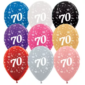 70th Metallic Latex Balloons x6 or x25 Packs 9 Colours you choose pack & colour - Picture 1 of 20
