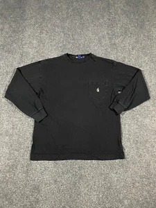 Nautica Shirt Mens Large Black Long Sleeve Crew Neck Pocket Sailboat Graphic - Picture 1 of 10