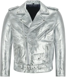 DESIGNER New Women's Silver Jacket 100% Real Lambskin Moto Biker Coat Jacket - Picture 1 of 5