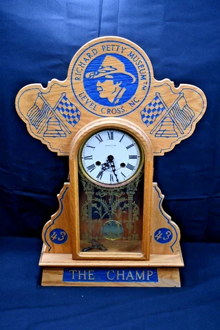 Rare Hand Crafted Richard Petty Museum Pendulum Clock The Champ Cover