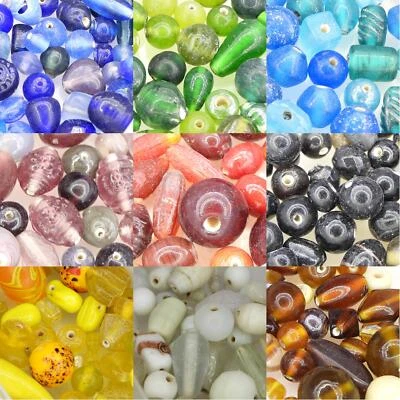 9 COLOUR Mixed Handmade Indian Matt Irid Lustre AB Etc Beads BUY 50g 100g    744 - Image 1 of 4