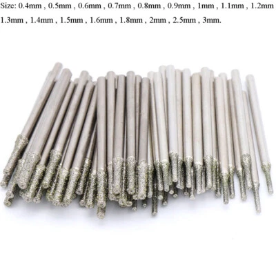 0.4-3mm Diamond Coated Tipped Drill Bit for Tile Jewellery Glass Pack of 5/10/20 - Image 1 of 4