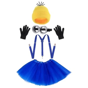 Minions Cosplay Halloween Costume Adults Fancy Dress Beanie Glove Glasses - Picture 1 of 15