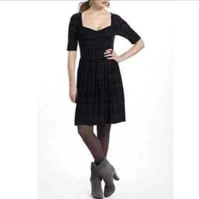 Vestido Anthropologie Meadow Rue para mujer talla mediana azul marino terciopelo estampado geográfico nuevo con etiquetas Foto 1 de 4