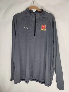 Maryland Terrapins Under Armour 1/4 Zip Gray Pullover Men's Size XXL NCAA Sport - Picture 1 of 9