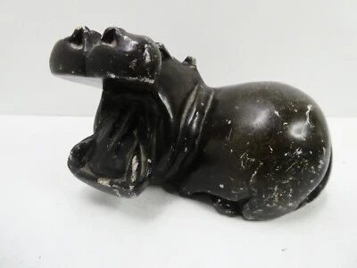 HAND CARVED AFRICAN STONE STATUE OF A HIPPOPOTAMUS - image 1 of 4