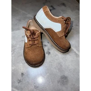 Fin & Vince Suede Retro Saddle Oxford Shoe, Cognac/ Pastel, Size 7 US & Euro 23 - Picture 1 of 14