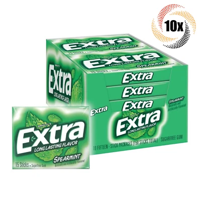 Caja Completa 10x Paquetes Wrigley's Extra Sabor Menta Goma | 15 Palitos por Paquete Foto 1 de 4