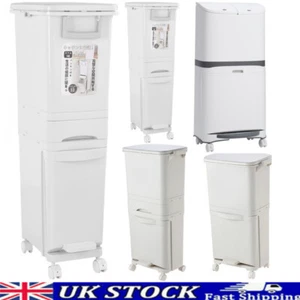 XL Large Mobile Rubbish Bin 48L Recycle Pedal Waste Trash Can Kitchen Garden - Picture 1 of 32