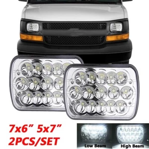 45W Pair 7x6 5x7 LED Headlights Hi/Lo For Chevy Express Cargo Van 1500 2500 3500 - Picture 1 of 9