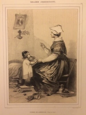 Femme de Lamballe, Bretagne, lithographie Lalaisse, Galerie Armoricaine - Photo 1/3