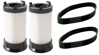 CASA VACUUMS 2 Eureka DCF4 DCF18 Washable Vacuum Filter + 2 U Belts 61120D 62132 63073 61770