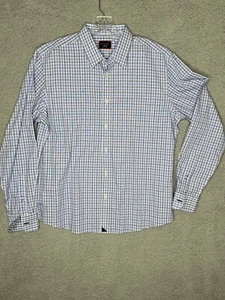 Untuckit Large Long Seeve Blue/White Tartan Plaid Wrinkle Free Regular Shirt - Picture 1 of 9