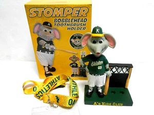 RARE 2014 Stomper Toothbrush Holder Oakland A's Athletics Bobblehead Kids Club - Picture 1 of 10