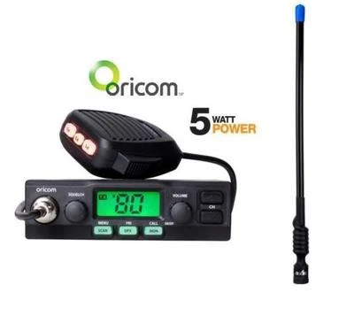 ORICOM UH028 UHF RADIO 80 CHANNEL 5W+CH300 UHF AXIS 3DBi RUBBER DUCKY ANTENNA - image 1 of 2