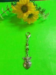 LOVELY CLIP ON CHARM - SILVER ANGEL - CRYSTAL BEADS - PARROT CLASP # A 106 - Picture 1 of 15