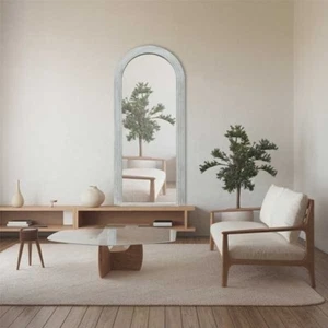 Full Length Arch Mirror 80x180cm White Wood Frame Wall Mounted Mirror Home Décor - Picture 1 of 5