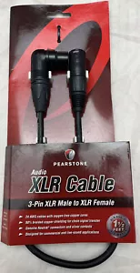 Pearstone 3-Pin XLR Male to XLR Female Audio Cable 1 & 1/2 feet Professional - Picture 1 of 4